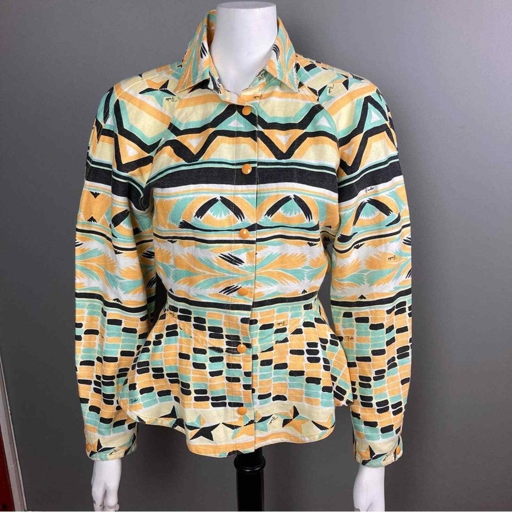 Emilio Pucci Top Jacket XS Peplum Snap Up Western balloon sleeve VTG Collector